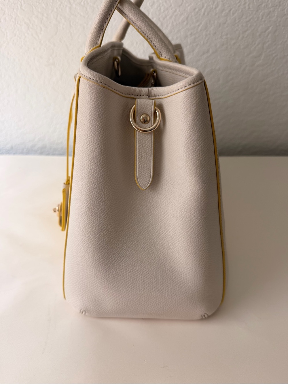 Coach Margot Carryall Yellow & Cream Crossgrain Leather Tote Bag - Picture 14 of 14